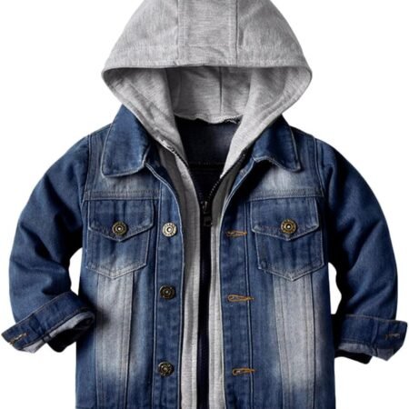 Boys Kids Hooded Denim Jacket Teens Jean Jacket with Hood