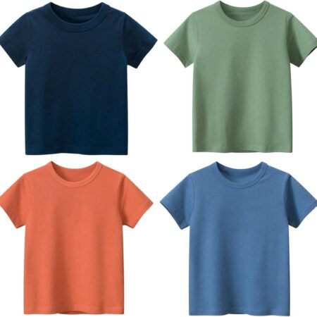 4-Pack Toddler Boys T-Shirts Solid Color Short Sleeve Tees Summer Crewneck Tops