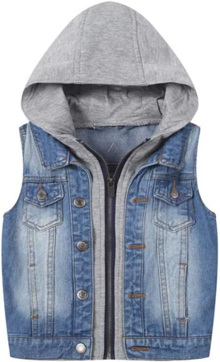Boys Sleeveless Denim Jacket Kids Jean Vest Waistcoat Outerwear