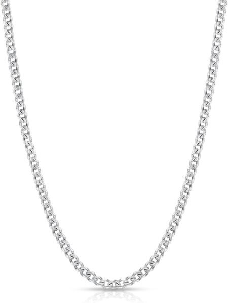 3.5mm Cuban Link Chain for Men Silver Tone Black 14K Gold Plated Stainless Steel Necklace 16 18 20 22 24 26 28 Inch