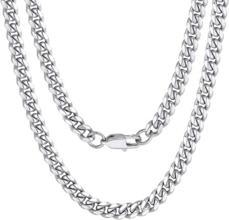 Chunky Miami Cuban Link Chain for Men Stainless Steel Cuban Chain Necklace 4.8 6 10 14mm Thick Hip Hop Jewelry 18 20 22 24 26 28 30 Inch