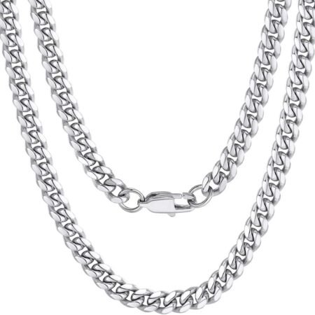 Chunky Miami Cuban Link Chain for Men Stainless Steel Cuban Chain Necklace 4.8 6 10 14mm Thick Hip Hop Jewelry 18 20 22 24 26 28 30 Inch
