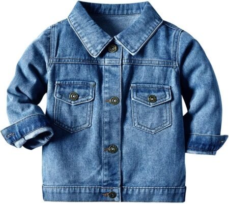 Toddler Kid Baby Boys Denim Jacket Long Sleeve Button Down Jeans Coat Cowboy Overcoat Hoodie Casual Outerwear