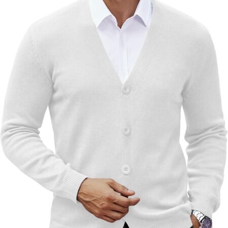 Men's V Neck Cardigan Sweater Casual Lightweight Button Down Knitted Cardigan Sweater