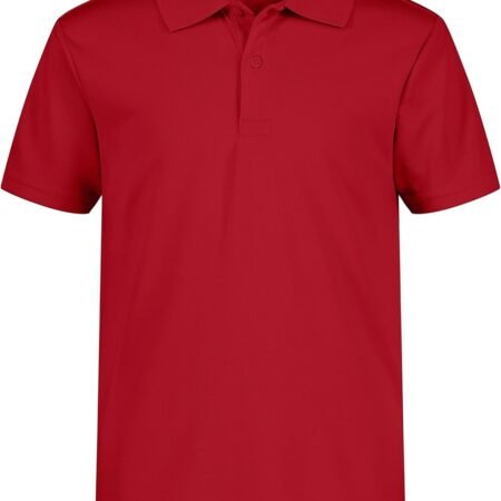 Boys' School Uniform Short Sleeve Shirt, Button Closure, Moisture Wicking Performance Material