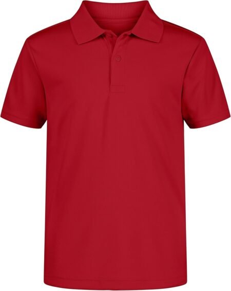 Boys' School Uniform Short Sleeve  Shirt, Button Closure, Moisture Wicking Performance Material
