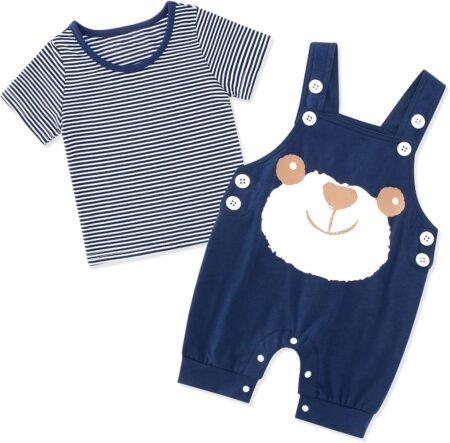 Baby Boys Clothes Set Summer Newborn Shorts Outfits 2pcs Short Sleeve T-shirt Top + Short Dungarees