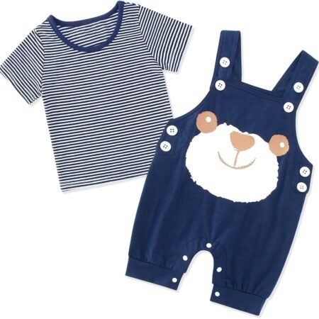 Baby Boys Clothes Set Summer Newborn Shorts Outfits 2pcs Short Sleeve T-shirt Top + Short Dungarees