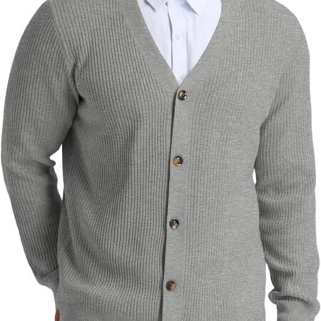Men's Cardigan Sweaters Long Sleeve V-Neck Sweaters Slim Fit Casual Buttons Down Knitted Sweaters