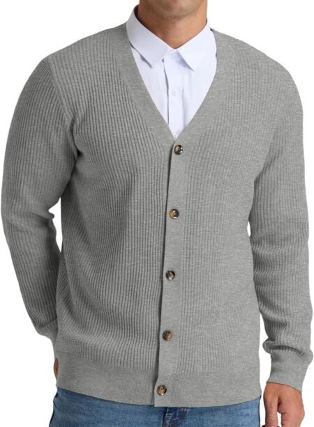 Men's Cardigan Sweaters Long Sleeve V-Neck Sweaters Slim Fit Casual Buttons Down Knitted Sweaters