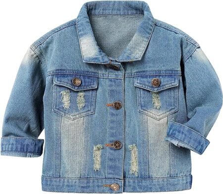 Baby Boys Denim Jacket Kids Toddler Button Down Jeans Jacket Top Coat Outerwear