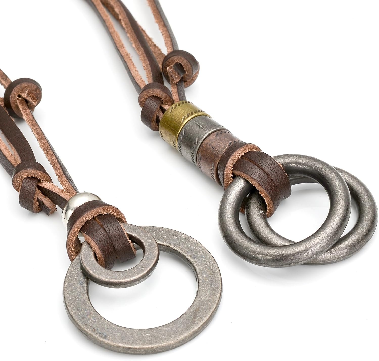 Alloy Vintage Pendant Necklace for Men Leather Chain Adjustable - Image 2