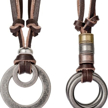Alloy Vintage Pendant Necklace for Men Leather Chain Adjustable