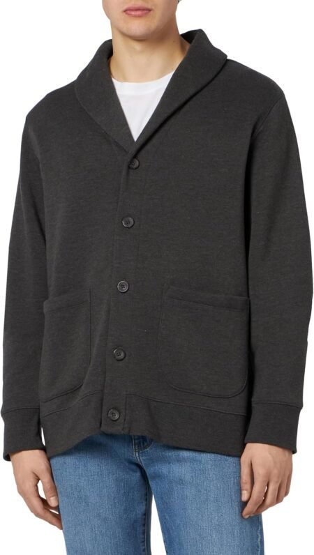 Men's Long-Sleeve Fleece Shawl-Collar Cardigan