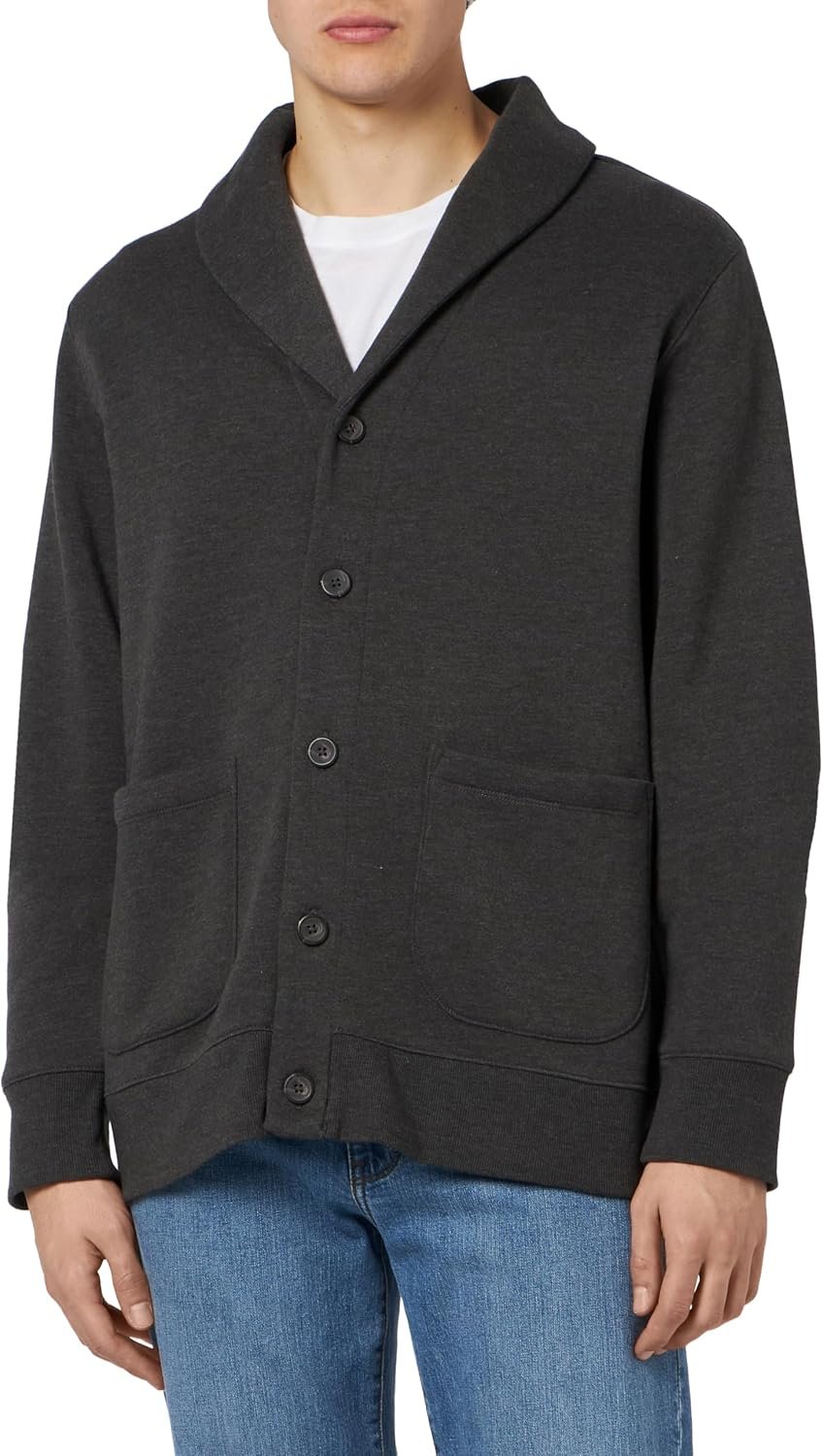 Men's Long-Sleeve Fleece Shawl-Collar Cardigan
