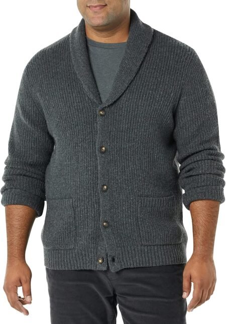 Men's Long-Sleeve Soft Touch Shawl Collar Cardigan
